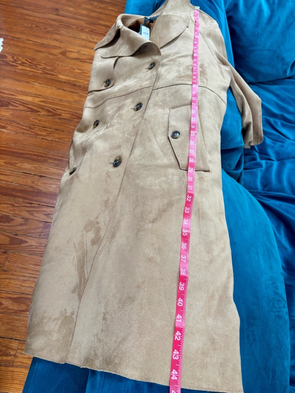 Banana Republic Camel Vegan Suede Trench Coat XL Long - Picture 11 of 11